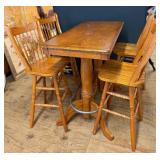 Oak Pub Table & 4 Chairs ~ One Chair Has a