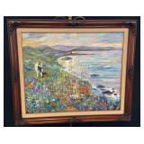 Coastal Scene w/ Wildflowers Painting by DePierre
