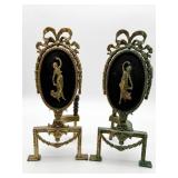 Victorian Brass Fire Dogs Lady Design