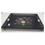 Hand Painted Floral Toleware Serving Tray