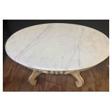 Cream Painted Coffee Table w/Marble Top