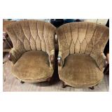 Pair Vintage Hollywood Regency Style Tufted Chairs