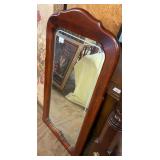 Vintage Wood Framed Beveled Wall Mirror