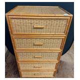 Bohemian Style Five Drawer Wicker, Faux Bamboo