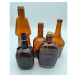 Collection of Vintage Amber & Brown Bottles