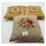 Decorative Needlepoint Floral Pillows AS IS