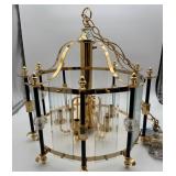 Vintage Brass & Glass Hanging Chandelier