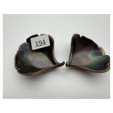 Vintage Studio Art Glass Leaf Shaped Trinket Dish