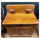 Antique Late Victorian Solid Oak Washstand
