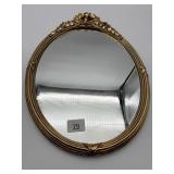 Vintage Gilt Oval Mirror w/Floral Crest