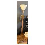 MCM Brass & Wood Floor Lamp