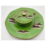 Japanese Moriage Tea Set Serving Tray & Lidded