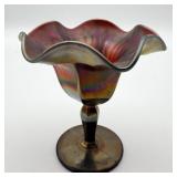 Carnival Glass Vase on Compote