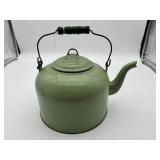 Sage Green Enamelware Tea Kettle