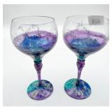 Hand Decorated Wine Glasses (2)