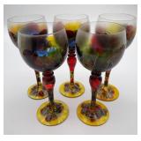 Hand Decorated Wine Glasses (5)