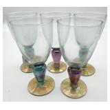 (5) Multicolored Water Goblets