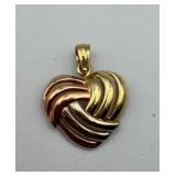 14kt Multi Tone Gold Heart Pendant