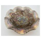 Imperial Glass Open Rose Carnival Glass Bowl