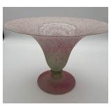 Spanish Art Glass Pedestal Centerpiece Bowl