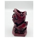 Carved Faux Cinnabar Resin Koi Fish Vase