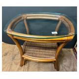 Rattan Glass Top End Table