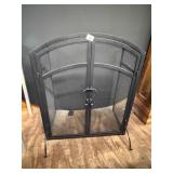 Black Metal Fireplace Screen w/Tools