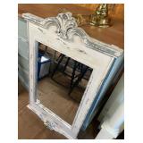 Distressed White Fleur-de-Lis Wall Mirror