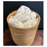 Woven Waste Basket w/Chenille Bedding