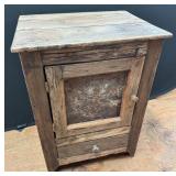 American Primitive Punch Tin Pie Safe End Table