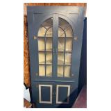Arched Glass Corner Cabinet Blue