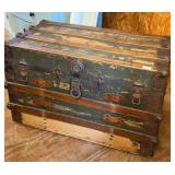 Antique Wood & Metal Steamer Trunk