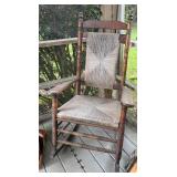 Rustic Oak Woven Porch Rocking Chair