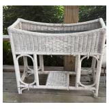 White Wicker Planter Stand