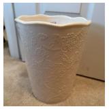 Embossed Floral Ceramic Waste Basket