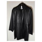 Liz Claiborne 3/4 Length Black Leather Coat
