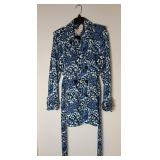 Michael Kors XL Blue Paisley Belted Trench Coat