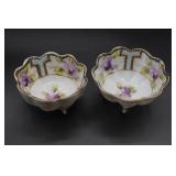Pair of Salt Cellars Purple Sweet Violets