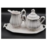 Red Cliff Ironstone White Creamer & Lidded