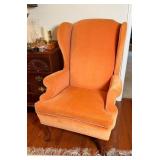 Queen Anne Style Wingback Chair Orange