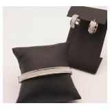 Sterling Silver Glitter Texture Bangle Bracelet &