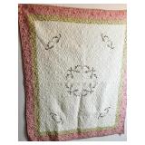 Pink & Green Quilted Bedspread