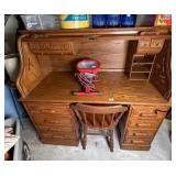 Oak Roll Top Desk w/Chair