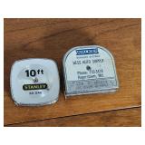 (2) Tape Measures Stanley & Walker Hess Auto