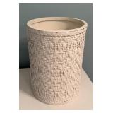 White Woven Basket Weave Wastebasket