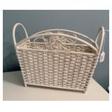 Shabby Chic White Wicker Magazine Rack