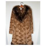 Retro Mid Century Textured Faux Fur Trench Coat