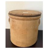 Salt Glazed Stoneware Crock w/Fitted Lid