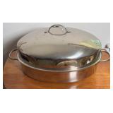 Oval Stainless Steel Roasting Pan w/Lid