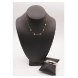 12kt Gold Filled Bangle Bracelet & Pearl Necklace
